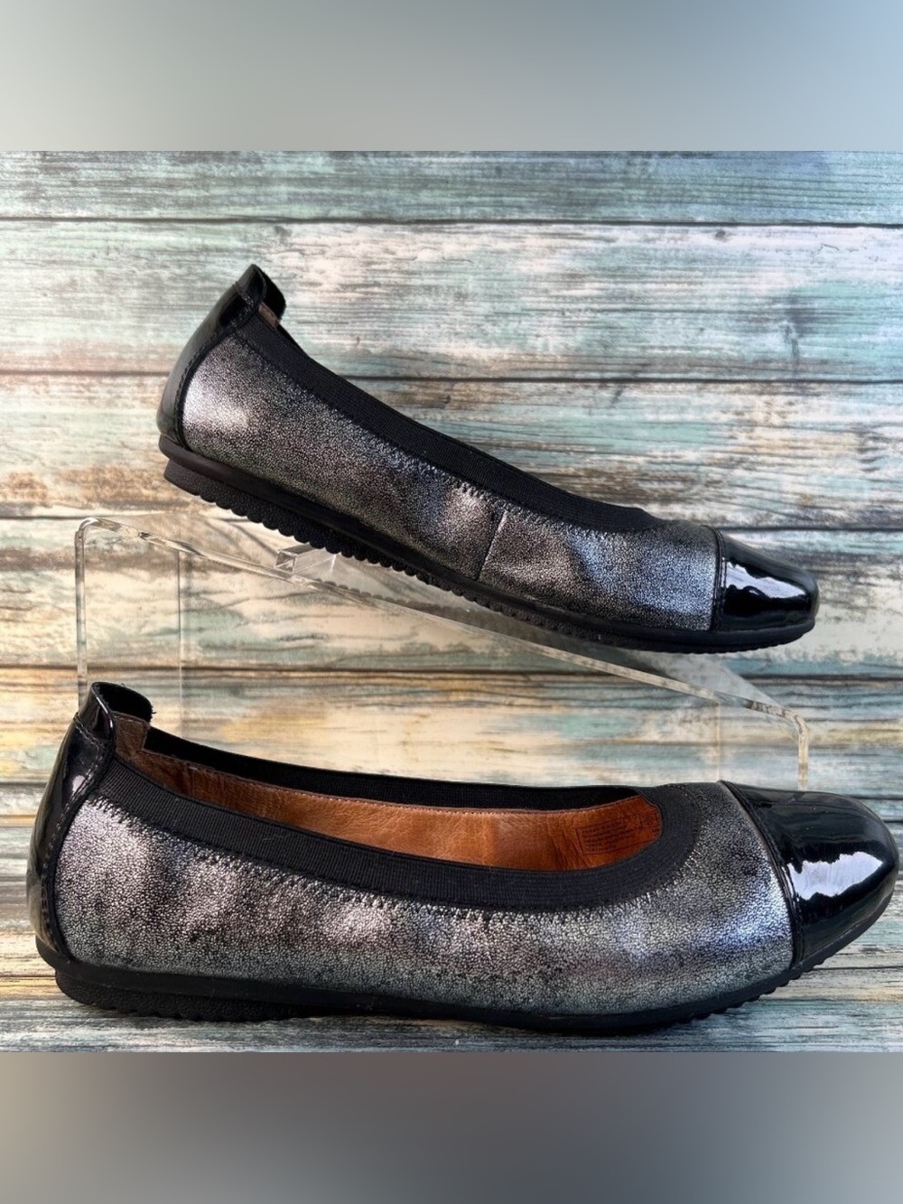 Josef Seibel Pippa 07 Flats Womens Size 6-6.5 Metallic Gray Leather Comfort Shoe